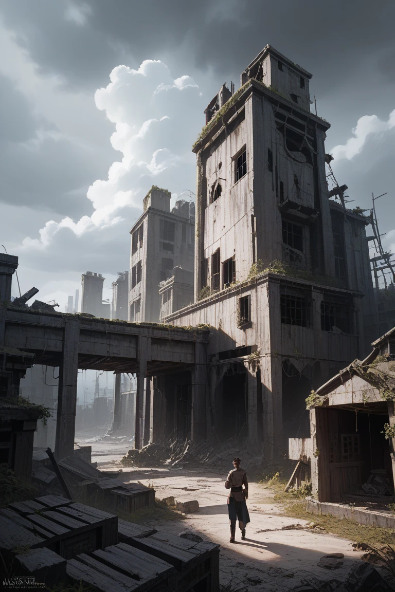 Ruins of wooden buildings