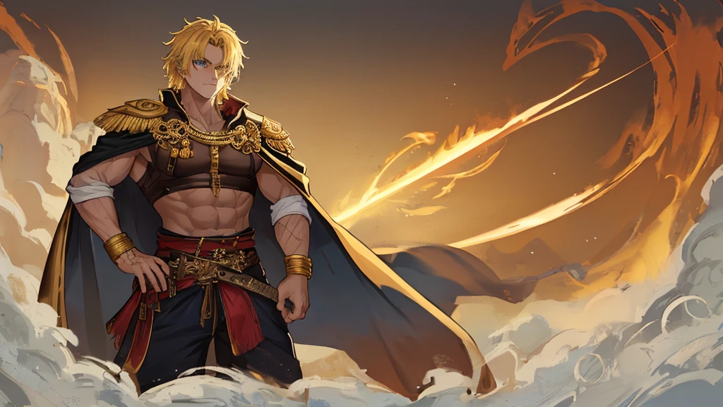 (Fury:1.2)，(Orc symbaroum:1.1)，(male people:1.1)，(musculature:1.2)，full bodyesbian,Oily skin,golden hair,Deep eyes,Hawaiian garland,Sunny beach，with blue sky and white clouds。 --auto