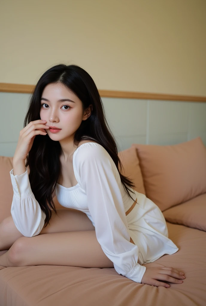 ( (8K:1.27), Best quality at best, tmasterpiece, 超高分辨率:1.2) photore,Beautiful Chinese woman (big breasts beautiful:1.1) (The clothes ar:1.21) ,ellegance、fanciful、the detail、geomerty、Gradient lighting,1girll, Delicate skin, looking at viewert, Brown eyes,ssmile ,(fashion hair:1.2), (Large breasts:1.0), (medium areolae:0.8), (realisticlying:1.4), (Best picture quality:1.0), (超高分辨率:1.0), 8K, RAW photos, (tmasterpiece:0.2), (PureErosFace_V1:0.5)