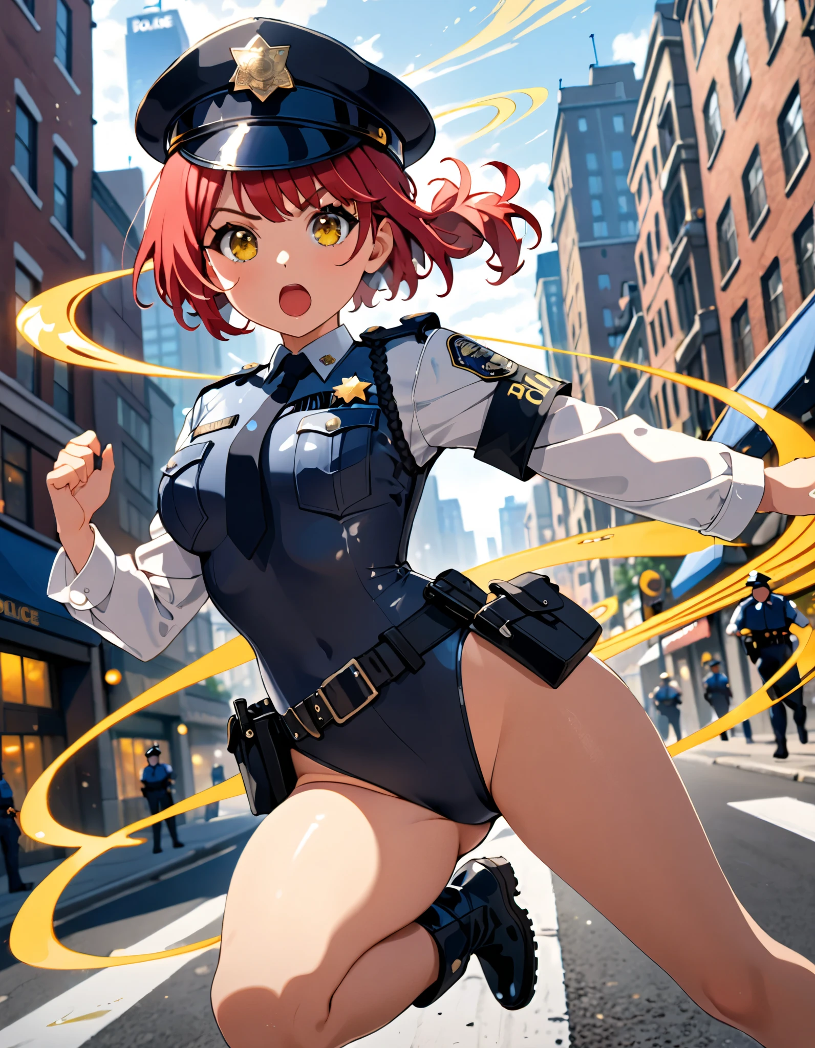 ultra-detailed, Explicit, Beautiful body, Beautiful Nose, Beautiful character design, perfect eyes, perfect face, ultra highres, 4K, beautiful legs, perfect legs, Nice hands, Perfect hand, Masterpiece, Best Quality, Highly detailed, illustration, absurdres, street fighter, doll suit, shadaloo doll, dollsuit, expressionless, blank eyes, looking at viewer, red gloves, emotionless, black latex, corrution, mind control, female combatant, full body, hypnotized, unhappy trance, full body suit, ribbed bodysuit, both arms at side, obey, perfect female body, extremely glossy latex, hypnosis, hypnoLora, empty eyes, Mind control device, poses, submissive_pose, Slave, hat, necktie, stand up straight, standing, standing at attention, hat, necktie, belt, latex, ribbed bodysuit, thighhighs, garter belt, Fighting Stance, extending the right arm from the shoulder into the air with a straightened hand, nazi saluting, military, military saluting, salute, thigh boots, 1girl, Platelet, Cells at Work, brown hair, yellow eyes, long hair, ???