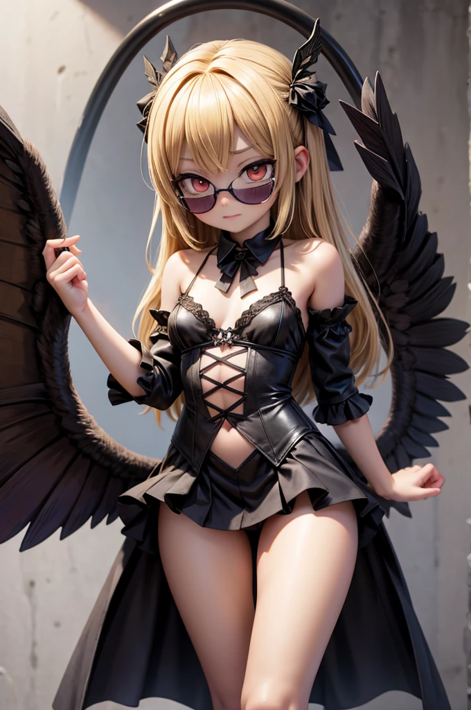 a beautiful girl with detailed face, long eyelashes, pastel pink lingerie with white details, black microskirt, thigh high stockings, garter belt, looking at camera with smile, masterpiece, hyperrealistic, 8k, intricate details, studio lighting, ethereal, elegant, glamorous