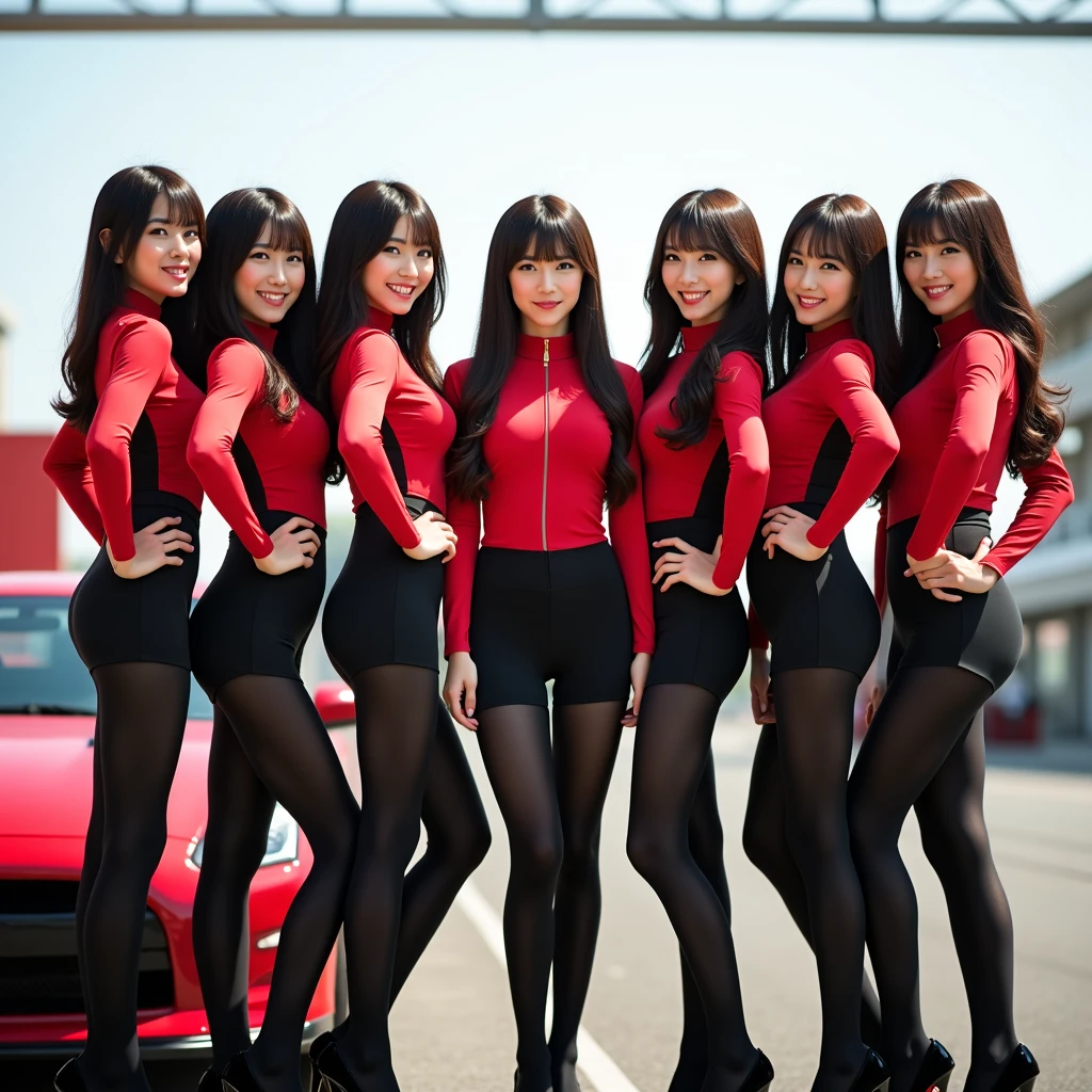 (are always wearing waist-length black tights:9.9) (Group photo with ...