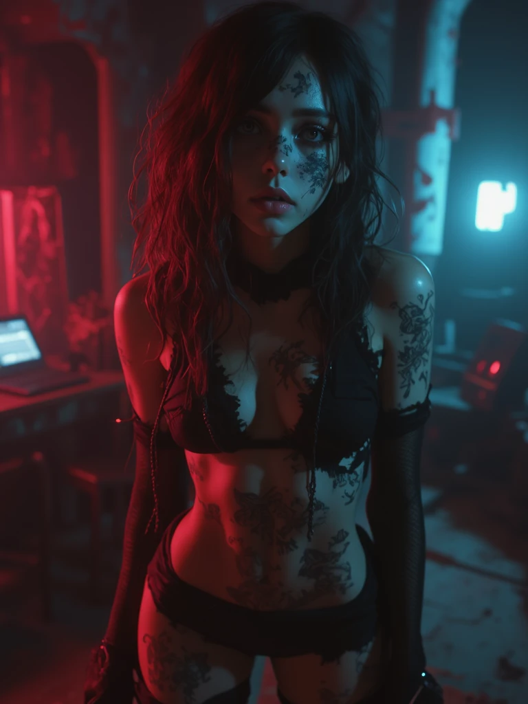Vampire girl in latex leggings