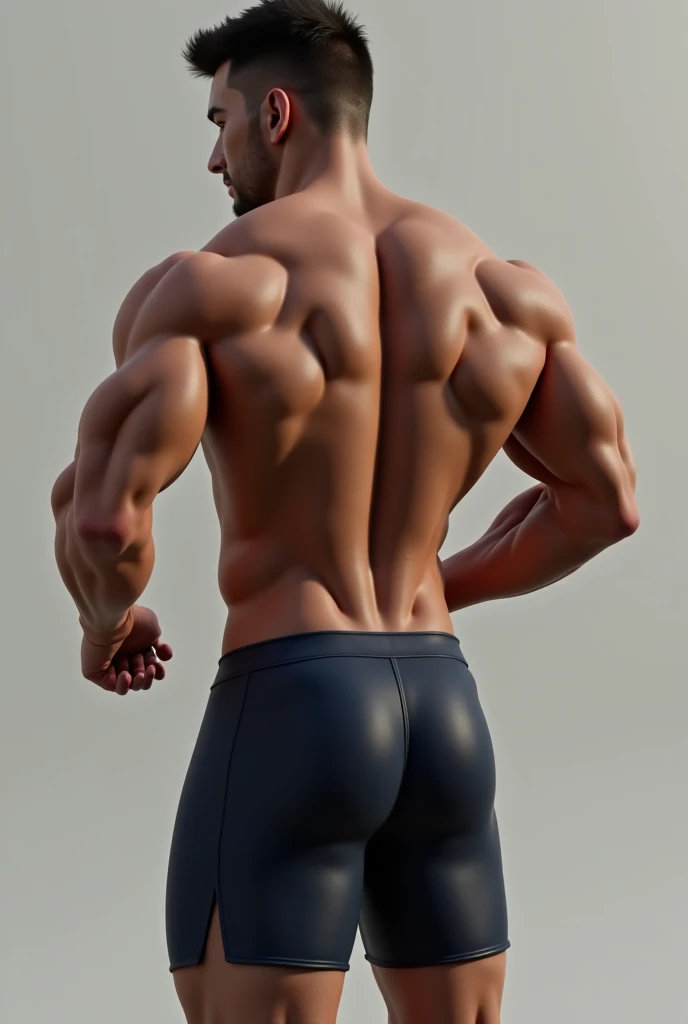 White Boy with huge manly bubble butt, Wearing dark blue silky shorts,