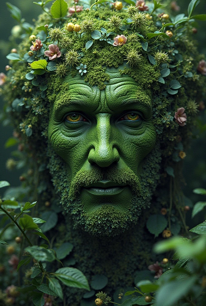 (A zombie made of dead plants.),forest,plant,beautiful, detailed complex, elaborate,beautiful face,by the wide,8k,Ultra-fine knots,antlers,