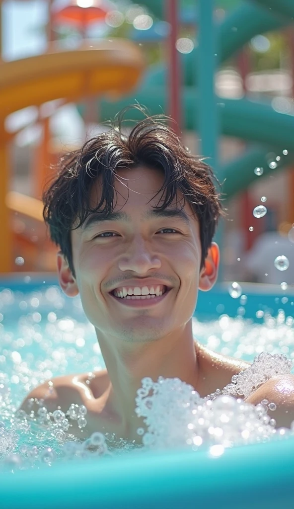 male Age 20 Swimming smile