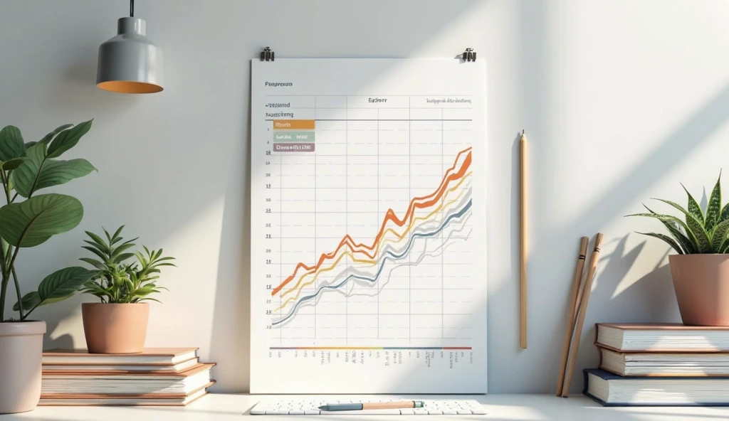 A progress chart pinned to a minimalist workspace, tracking small daily ...