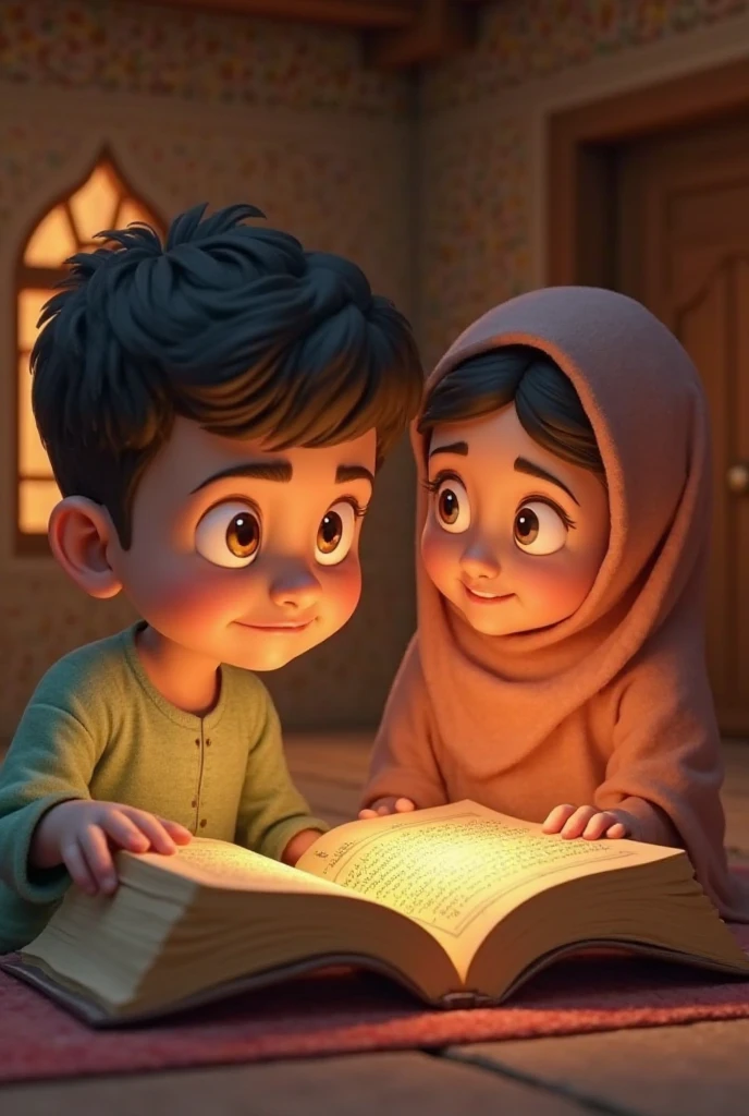 muslim girl and hindu boy sitting in the chair and trading