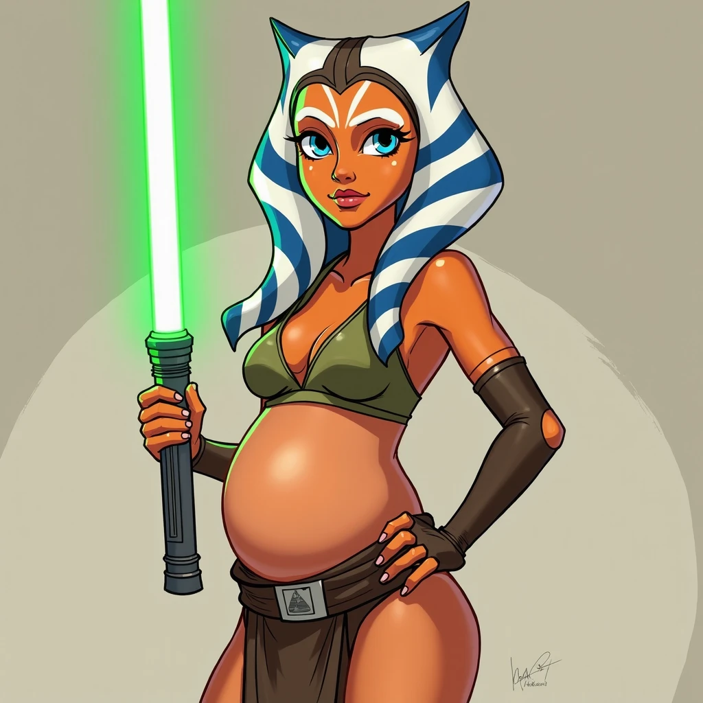 Ahsoka Tano is lactating, in her underwear 
