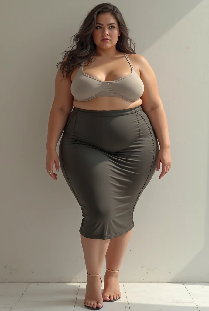 (Curvy:1.8), latina, (1girl), (straight black hair), (wearing a skin tight dress:1.4), (tan skin:1.4, (hourglass shape), (thick thighs:1.6), gigantic