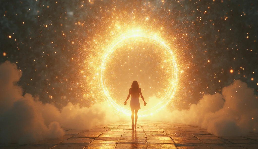 woman made of light, standing on sand in desert, inspired by Brooke Shaden, digital art, 8k, illuminated by fireflies, ((fiber optic light painting)), light painting, spiral light ((portal to another world)), parametric art, <lora:skj_alpaint:0.8>
