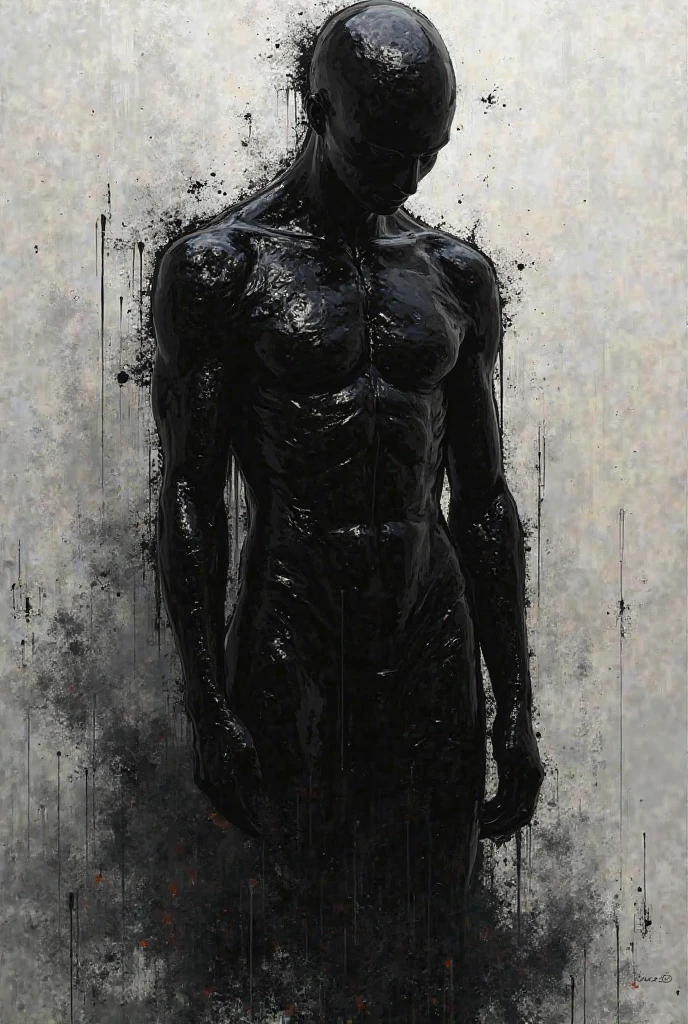 A being without feelings painted in a painting made with brushstrokes