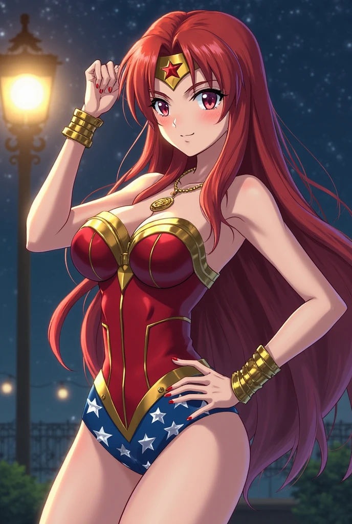 sunset shimmer, small sexy dress, standing on a balcony at night