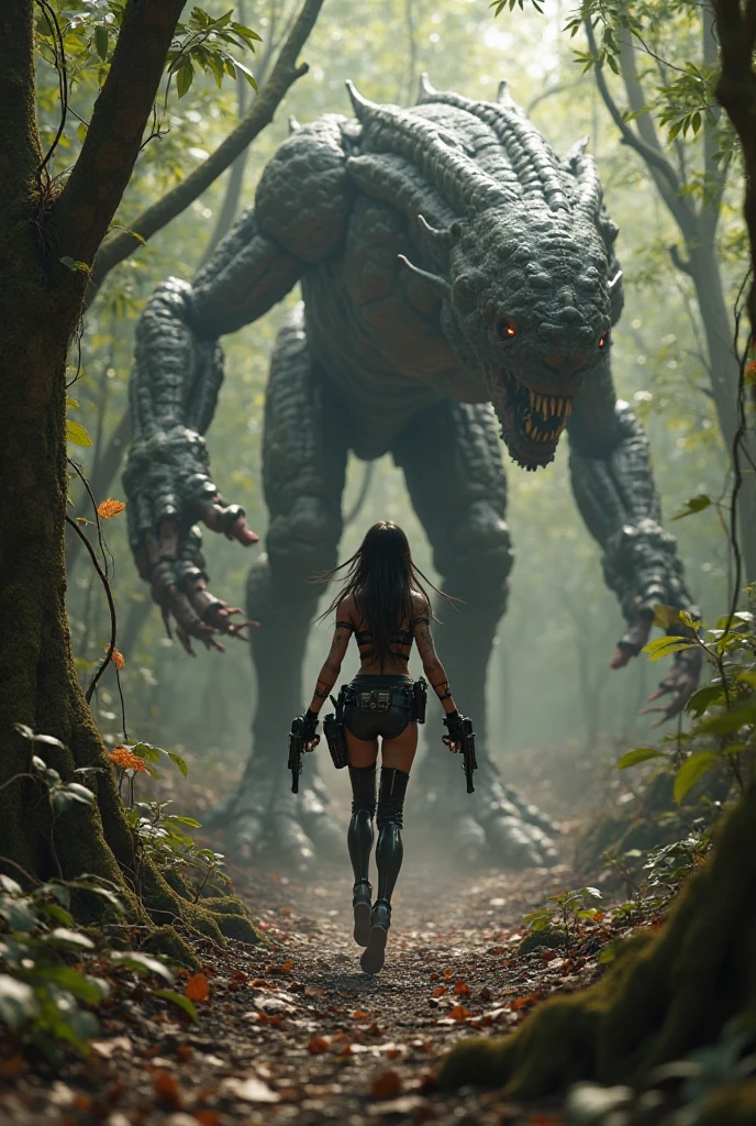 (1 Mechanical Girl)、top-quality、masterpiece、超A high resolution、(Photorealsitic:1.4)、Raw photo、女の子1人、Fight mutants、glowy skin、(((1 Mechanical Girl)))、With a beautiful knife、(Yellow Metal Bodysuit)、(Kobold、ogre、Fierce battle with orcs),(Fight fiercely against aliens)、Fight fiercely、(beautiful forest background)、(Fighting Demonic Beasts)、(Small LED)、((super realistic details))、portlate、(Strong giant demon beast background),globalillumination、Shadow、octan render、8K、ultrasharp、Colossal tits、Raw skin is exposed in cleavage、metals、Details of complex ornaments、Japan details、highly intricate detail、Realistic light、(Mystical expression),CGSoation Trends、Red Eyes、radiant eyes、Facing the camera、neon details、(Mechanical limbs)、(blood vessels connected to tubes)、Mechanical vertebrae attached to the back、mechanical cervical attaching to neck、(Wires and cables connecting to the head)、Gundam、Small LED、,Mechanical thighs、Toostock、(Hands are also made of machines)、(Attack of the Monster Beasts)、(Wounded in a deadly battle)、