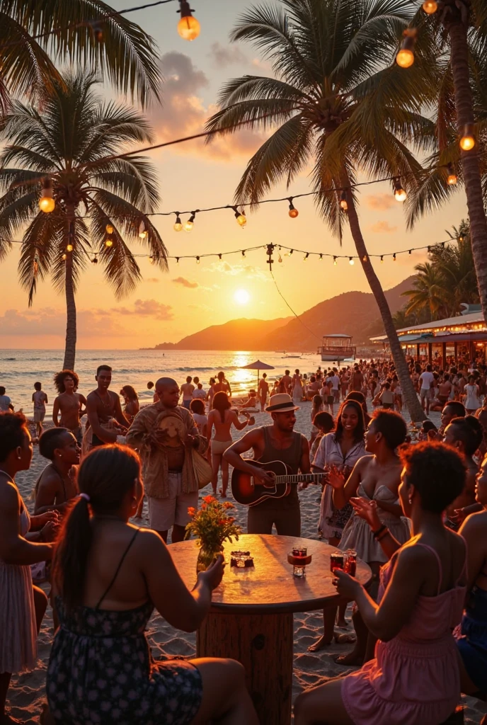 alien-planet, party, many creatures from different planets, sunset, drinking, dancing, not too dark