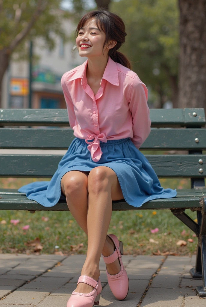 1girl, solo, full_body, cardigan, shirt, long_skirt, sitting_on_bench, modest, feminine, at_park, blurry_background, bokeh, chromatic_aberration, depth_of_field, female focus, photorealistic, soft colors, masterpiece, high quality, (high detailed skin:1.1)
<lora:lily_james_lora_v01:1> lily89