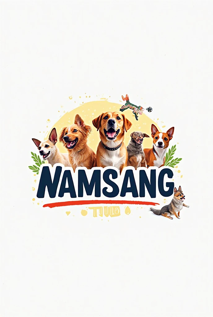 speech balloon miau risitas, animal, animal_focus, black_eyes, cat, collar, dog, english_text, green_eyes, holding_animal, holding_cat, jacket, korean_text, open_mouth, romaji_text, russian_text, shared_speech_bubble, shiba_inu, short_hair, smile, speech_bubble, talking, thought_bubble, whiskers, year_of_the_dog, yellow_background