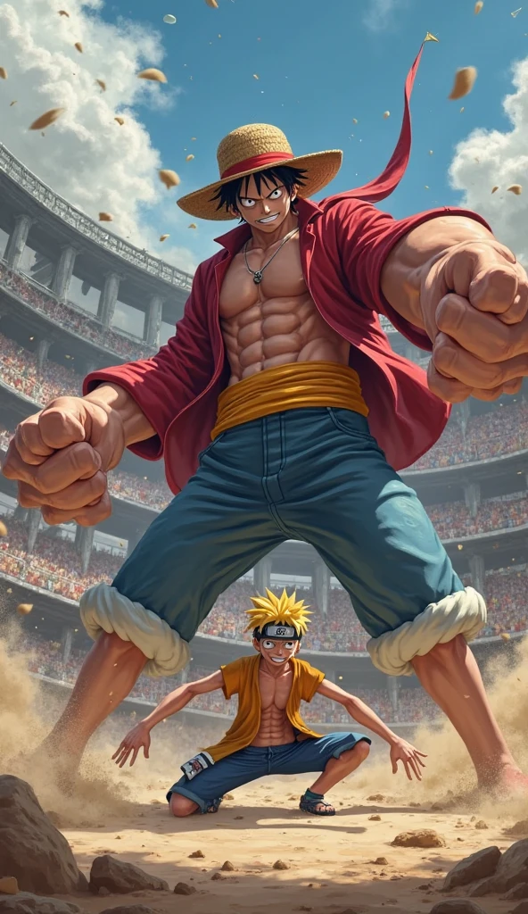 Charlotte Katakuri dunking over monkey d luffy with a basketball