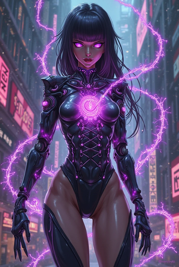 Ultraman Woman, (High quality)(The sheen)Covering her naked face with a black mask, Female Solo, Alien eyes shine。The whole body is covered with a black bodysuit, One female protagonist, Pink lines all over the body, Dark background,