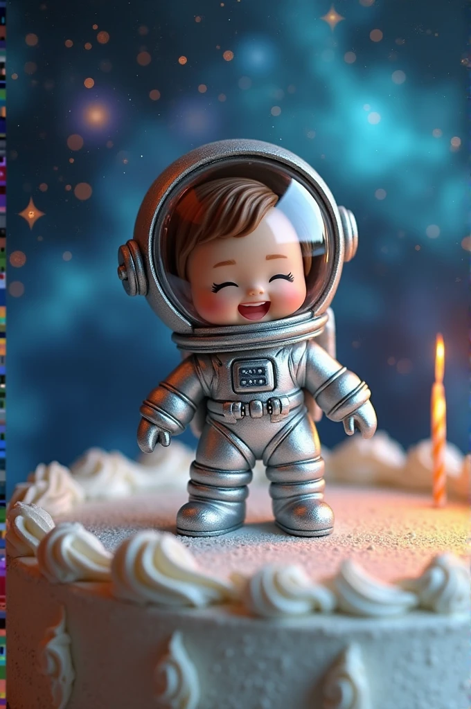 Cake decorated with baby astronaut