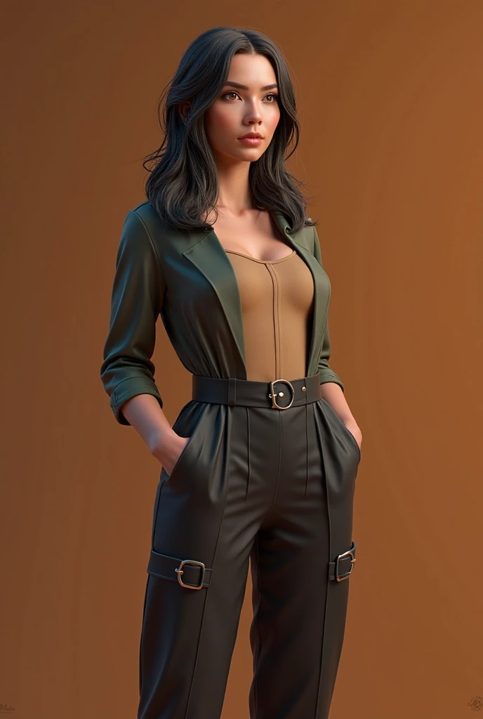 (masterpiece), best quality, expressive eyes, perfect face(masterpiece), best quality, expressive eyes, perfect face, a woman, 25 age,  80s style, short black hair, bronze skin, large breasts, brown leather jacket, amber eyes, aviator glasses, revealing bottom , shirtless,