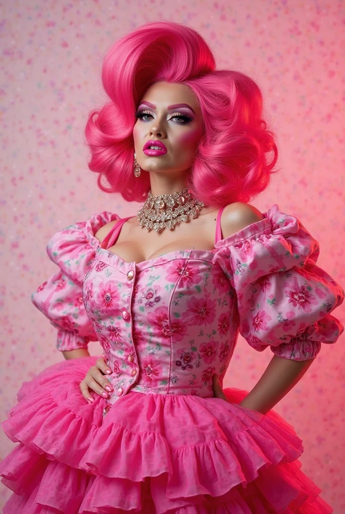 Woman 50 years old, standing, fully body, more feminine face, ,(pink floral dress, fancy dress, dress open, Romantic dress, Catarina, expensive voluminous dress, nice dress, non-rococo style dress, summer dress, wearing a long floral dress, wearing summer dress, dressed in a pink dress), ((high ponytail hair)), breasts big, (camera angle to capture in motion:1.1), reflecting the energy and vibrancy of the city. Highly detailed and sharp focus, (high-detailed face:1) (8K, ultra HD, dslr, high qualiy, cinematic lighting, bokeh), (dramatic, rewarded photography, incredible masterpiece:1.3),
