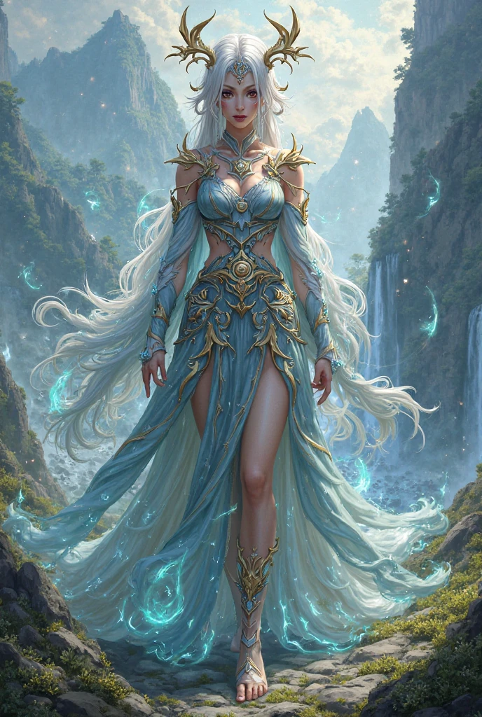 (Best quality, 8K, Masterpiece: 1.2), Very Detailed Face, Beautiful Detailed Eyes, Beautiful Detailed Lips, Ultra Detailed big Breasts, Extremely Profiled Breasts, Extreme Description Of Details, Vivid and Intense Colors, Vibrant Colors, Bright Magic Aura, Ethereal Lighting, Arafed Cute Woman in Skimpy Outfit Stands in Front of a Waterfall, Fantasy Woman, Beautiful Fantasy Art, Beautiful Fantasy, 8k Fantasy Art, Fantasy Art Style, Very Beautiful Fantasy Art, Epic Fantasy Digital Art Style, Detailed Fantasy Digital Art, Fantasy Digital Art, 8K Fantasy Painting