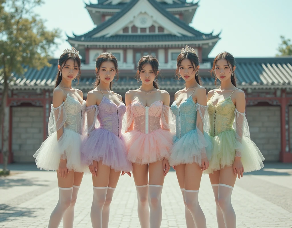 3 people、Sexy cute Japanese beauty、perform synchronized dance、Surreal and dreamlike environments。The scene captures their choreography with bird's-eye views and wide shots.、It's harmonious and smooth。The lighting is blue and purple、It enhances the dreamlike atmosphere of this scene.。