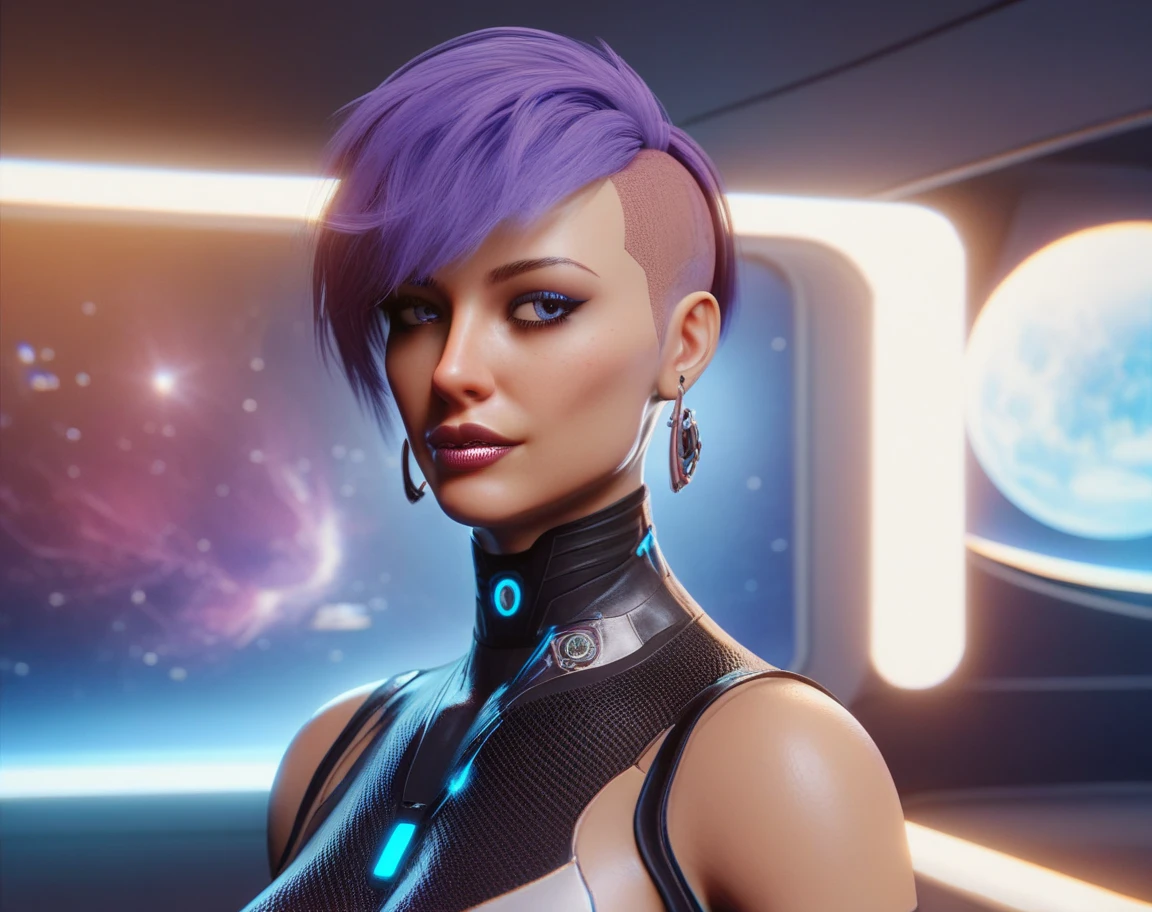cyberpunk woman in space suit  in a spaceship  <lora:90s__3D_Model:0.8>