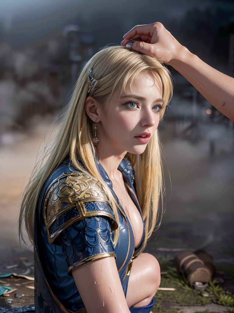 (((masterpiece, best quality))), (((high quality))), (((high resolution illustration))), (((hyper detail))),(((NSFW))), (((Wordsworth's Sharon))),(((Very beautiful long blonde hair))), (((Very beautiful face))), ((((Detailed face)))),(((very beautiful blue eyes))),(((Realistic Skin))),(((her face is flushed))),(((slim body))),(((slim thighs))),(((small breasts))),(((very beautiful slender legs))),(((platinum armor with extremely detailed and intricate decoration that shows her cleavage))),(((A skirt with extremely detailed and intricate decoration))),(((Boots with extremely detailed and intricate decoration))),(((A cloak with very detailed and intricate decoration))),(((beautiful earrings))),(((beautiful hair ornaments))),(((at the very beautiful sea))),(((wet her skin))),(((1girl))),(((many boys))),(((saliva))),(((very angry))),(((standing)))