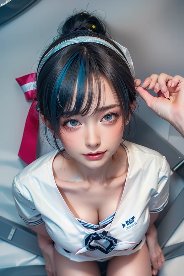 (Dazzling blue LED lighting in modern operating room)、((A very beautiful nurse takes off her clothes in an operating room with many nursing assistants))。(Wearing white silk nurse clothes:1.5)。a picture、masterpiece、top-quality、(Gorgeous hair)。soft chest and white skin、Beautiful Japan woman in different poses。(((expose boob:1.2)))、((Very soft breasts))、hyperdetailed face、A detailed eye、(she is soaking wet)、((fullnude:1.5))、(Not wearing underwear:1.5)