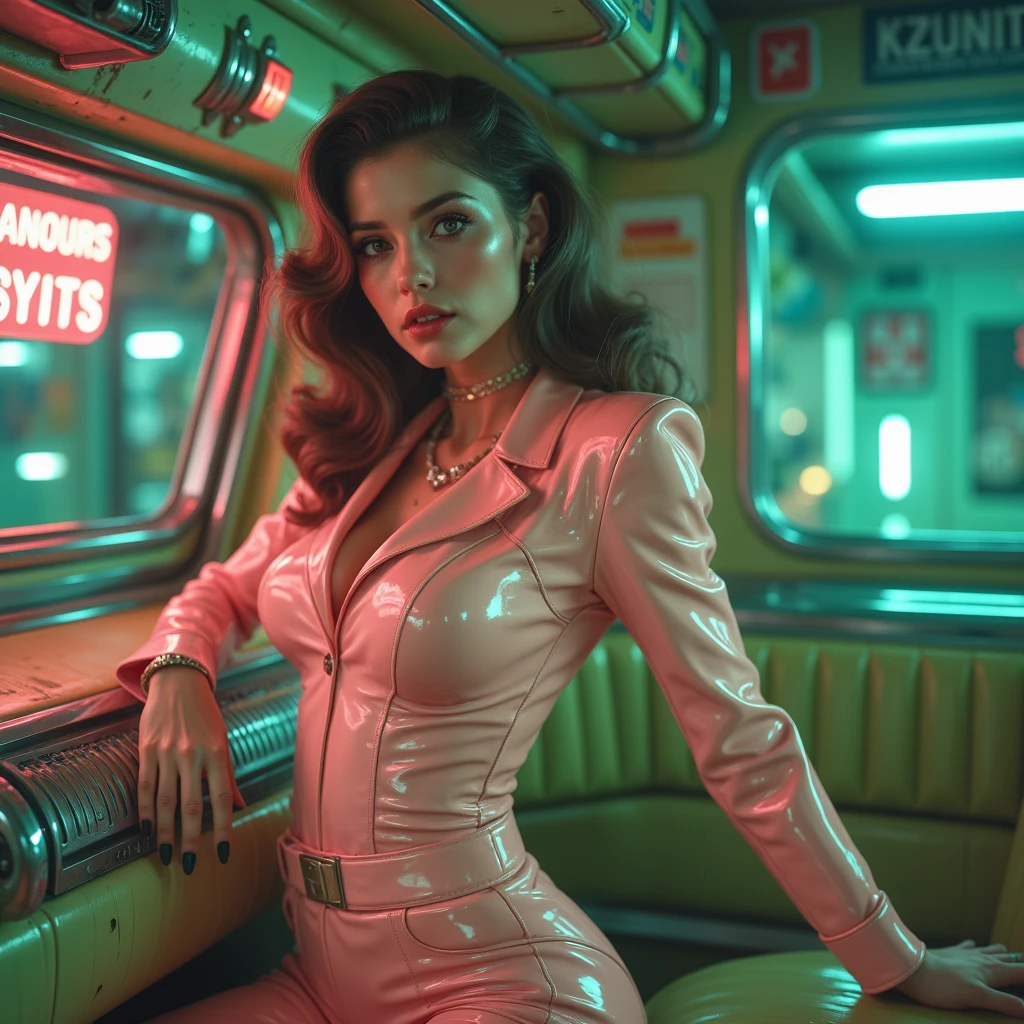 (Best quality, Ultra detailed, Golden ratio, Masterpiece:1.2), Theatrical lighting:0.7, 19 years old, wearing red lingerie, sitting with her legs open, staring while her bra strap comes loose from her shoulder, photorealistic, film grain, Put one foot forward、from below looking up、look at camera、Emphasize the shoulders, Focus on face、Stockings、Cyberpunk glasses、Smile with corners of mouth raised、disdainful expression,muted colors,photographed at night, instagram, backlit, outer space, retro, retro tech, atari, commodore, space invaders,cyberpunk Retrofuturism panties, small panty, 80's perm, fog, foggy, misty, (80's house), muted warm colors, Photo cinematic portrait of a woman dressed in a striped dress sitting by the window in the neon night lights, cinematic, (tilted:1.3) (on an suburb Retrofuturistic train) look cautious, standing under a spotlight, volumetric dust clouds, key light, backlight, soft natural neon lighting, photography Film grain ISO 800 30 mm lens RAW f2.8 aperture, highly detailed (analog photography:1), colors hdr