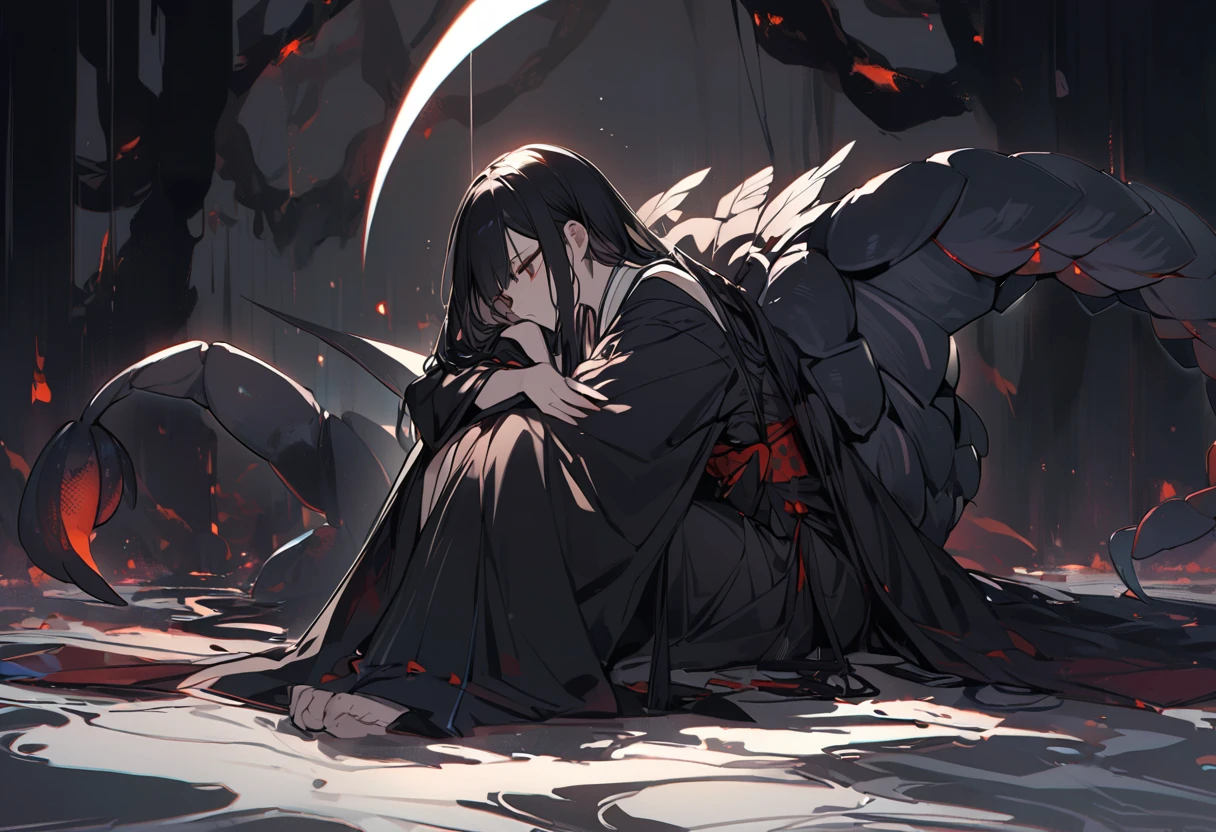 Two youths kiss,Clear eyes。A young man with long hair,Dressed in black and red robes,Handsome face,Have a strong figure。Another young man had long flowing black hair,Like an immortal master,Dressed in green robes,The face is handsome and cold,Slender figure