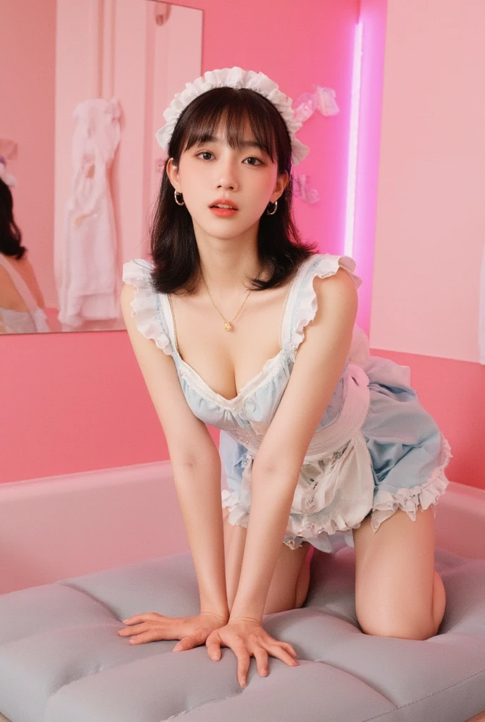 ((Dress up like a superheroine;Tattered transparent clothes)),(not wearing bra)), Wet crotch, Wet thighs, beuaty girl，Have slim abdominal muscles: 1.4, (((Protruding nipple tip, areola is protruding, The shape of Dantian is clearly visible)), sixpack abs: 1.4, Breast Enlargement Botox, photore, Sharpness, Unique 850 4, Koda850 k portrait camera, f1.6 guns, hyper realistic texture, Spectacular light textures, Cinestil 800 fashion mechanic, (Futuristic sci-fi combat fashion: 1.1), (perfectly tied together with chains), restrained, slaves, collars, ((Sunlight shines、spacious prison)), dark fantacy, Real material details, extremly high detail, surreal material ((Torn costume))), Wet with, Cloudy, (locks)), ((High chain concentration)), ((Chain drilled into crotch)), ( (collars)), (, not wearing bra), Shredded clothes, Broken golden shield and battle spear,, White combat gloves, Combat shoulder armor, (Torn clothes, Clothing that exposes, bloods: 1.3),  tear open cloak, Torn pantyhose, legs long, Metal shackles and shackles, ((Chains hanging from the sky)), Her wet crotch is clearly visible., Swarovski's sword and the anatomy beneath his feet, (Futuristic sci-fi combat fashion, Hole-in fishnet socks),