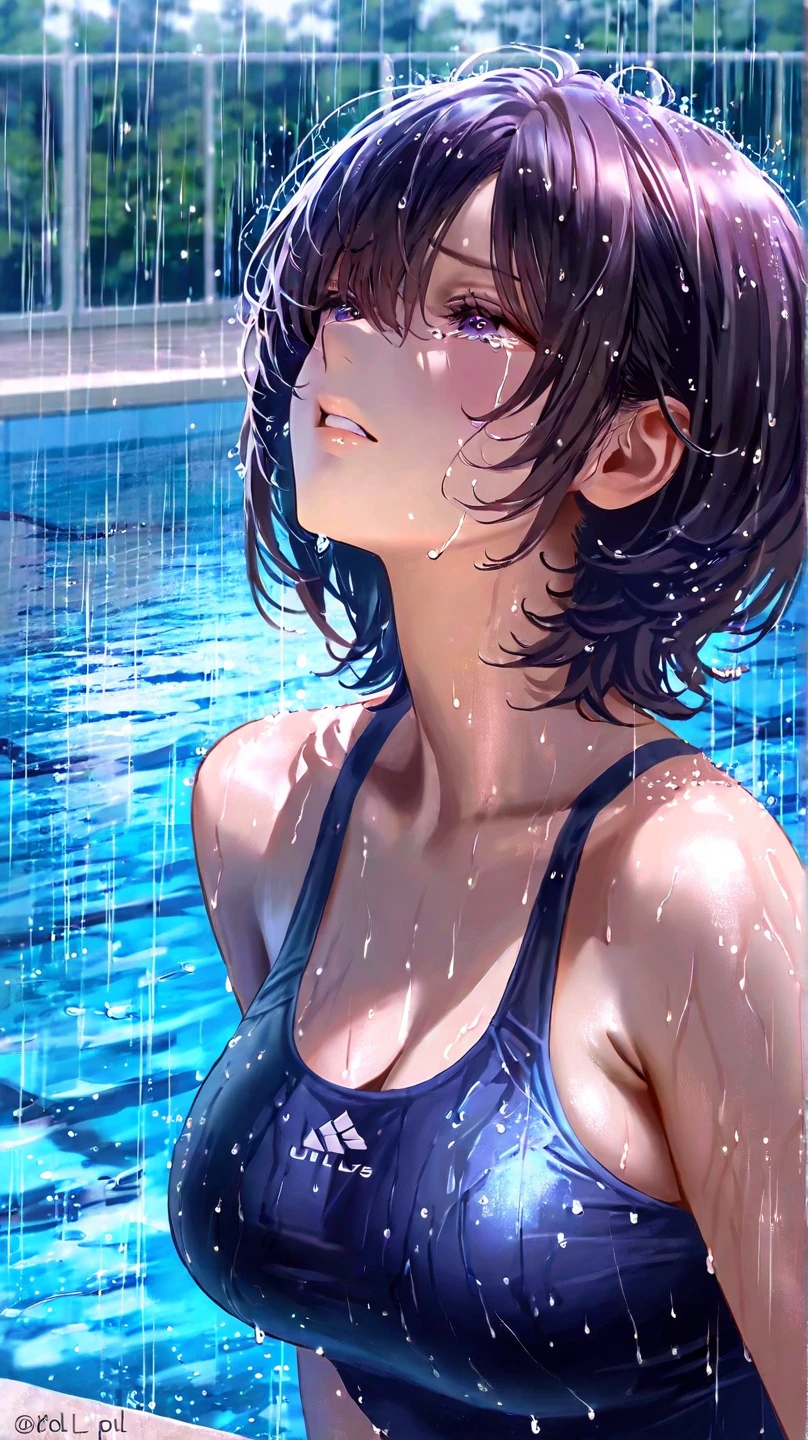 water, wet, splashing, liquid, sunny, day, blue sky, clouds, nature, natural setting, (character focus:1.1), sharp focus, realistic, highly detailed, ultra detailed, best quality, highest quality, realistic lighting, hyperdetailed, hyperrealism, greg rutkowski