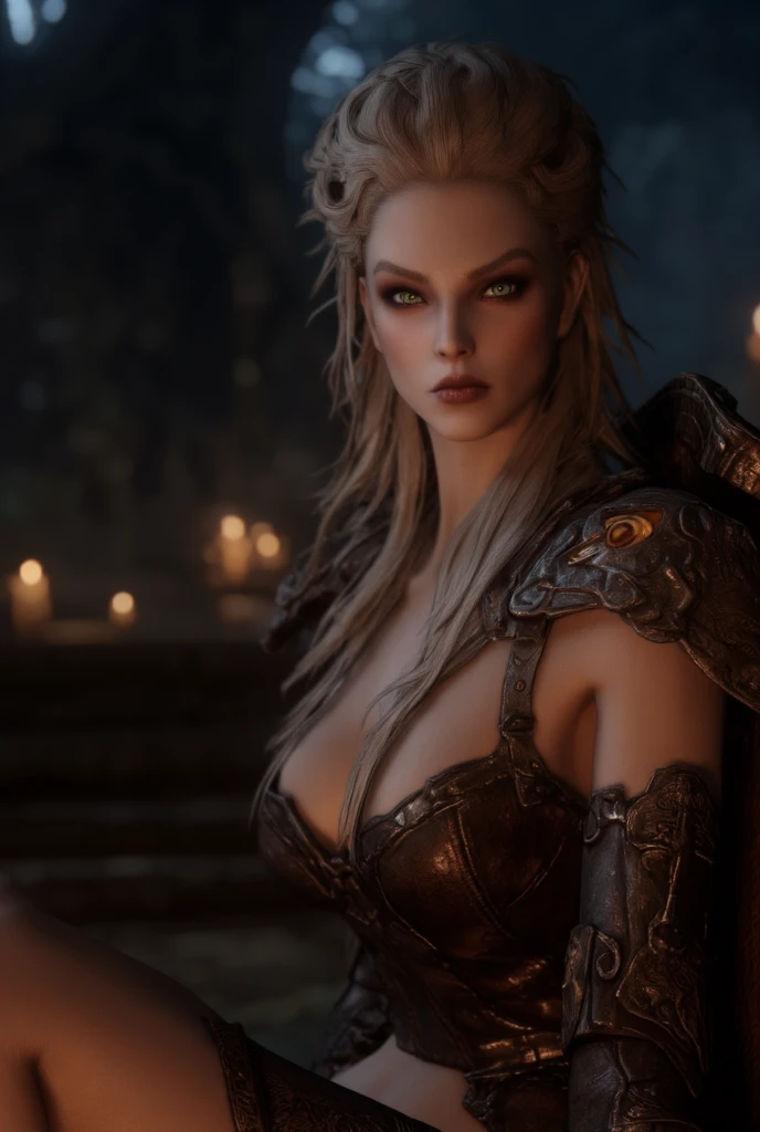 very beautiful woman, viking warrior, ultra realistic, leather outfit.