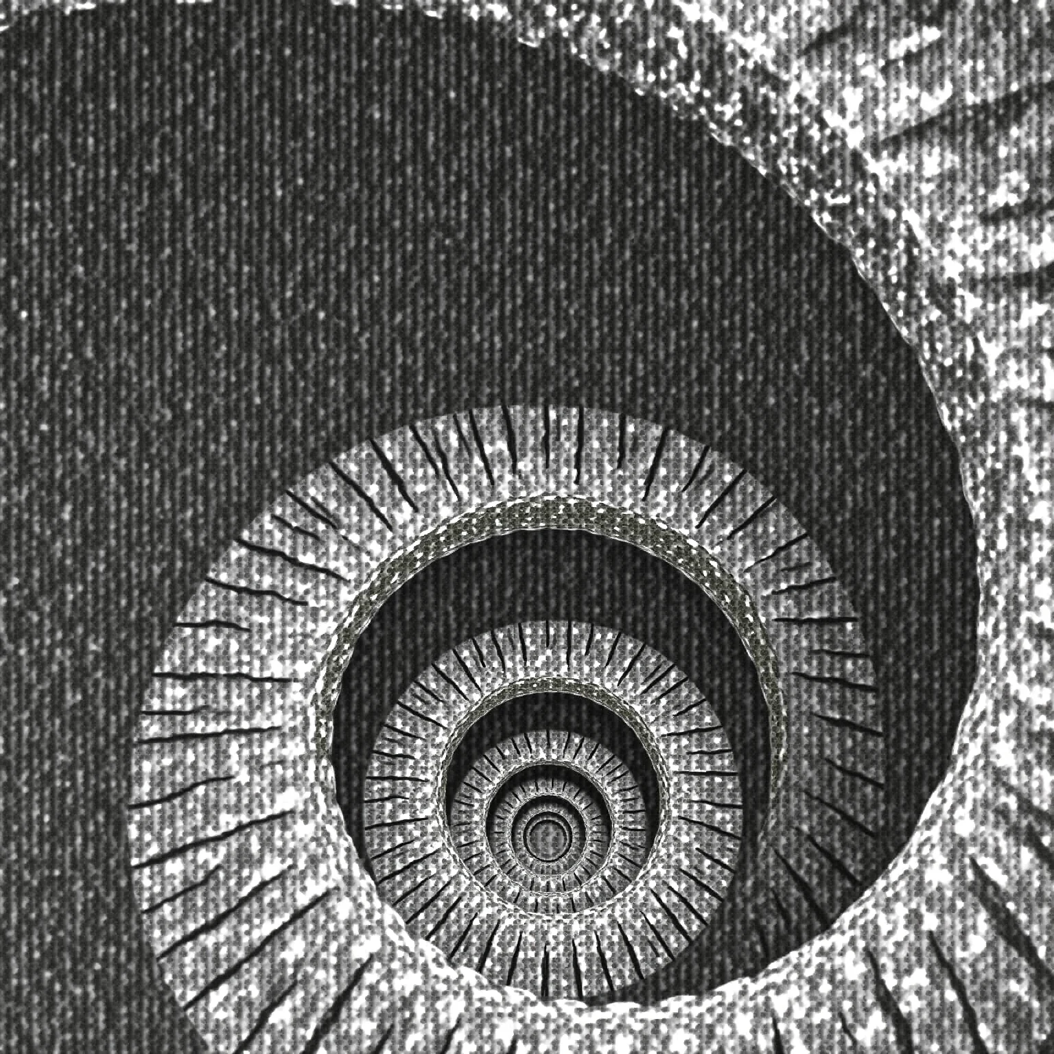 "A surreal infinite staircase inspired by M.C. Escher's style. The stairs appear to ascend and descend simultaneously, forming an endless loop. The scene is in black, white, and gray tones, creating a classic and mind-bending optical illusion."