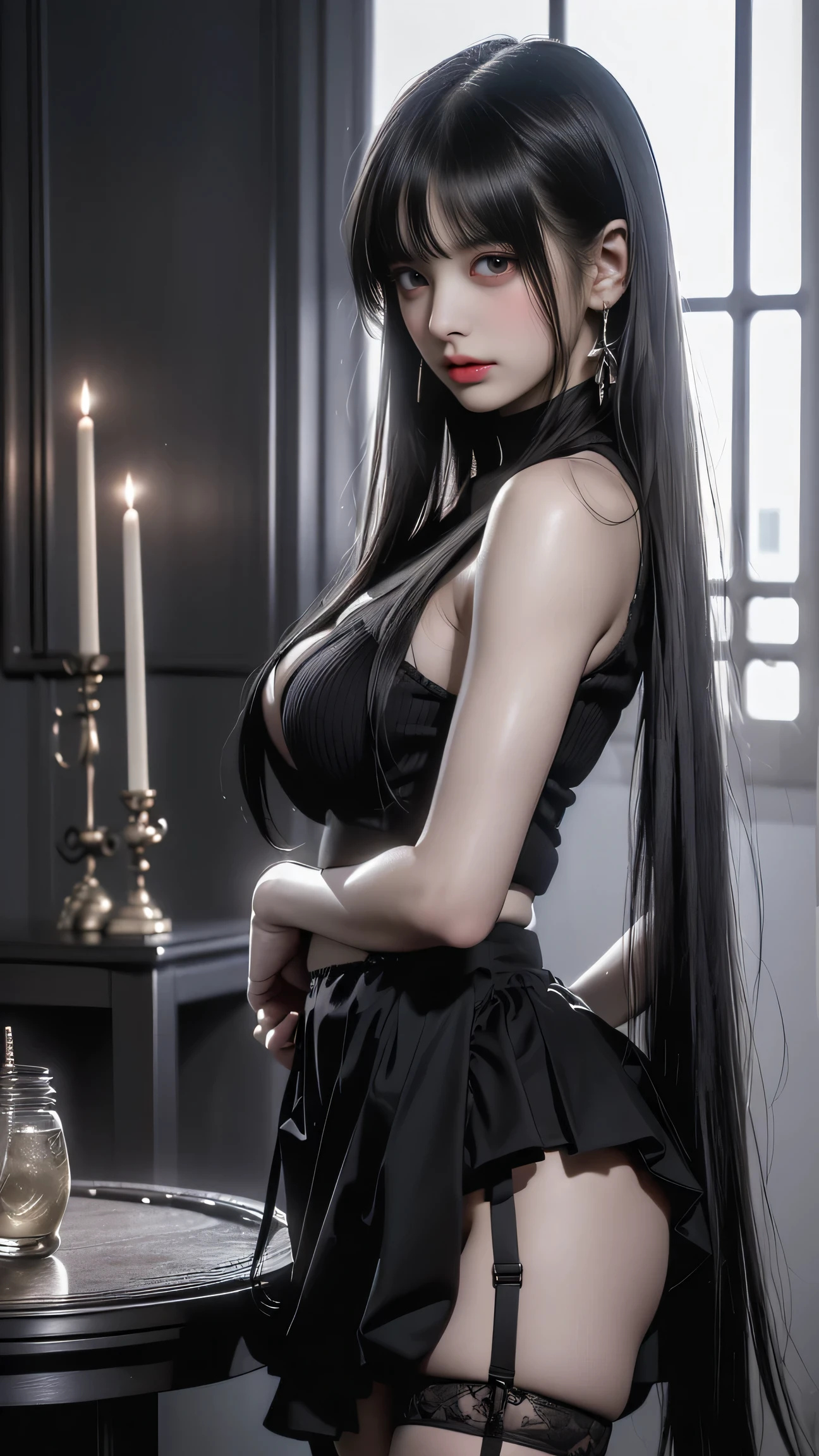 - [ ] (((wide leg spread))), ((see through cloth,no braja ,no panty)),lying down, excited, sweating, heavy breathing , wet Crotch area, wet thighs, Potential NSFW, Beautiful girl with accentuated slender abs: 1.4, (((tip sticking out, areola protruding, pubic shape clearly visible))) ,((Pubic hair, Lower abdomen bristles, Crotch open,are large and about to spill out of costume, Pubic hair sticks out of costume)) six-pack abs:1.4 ,wet,((Moaning in pain, feeling pain, tears flowing, sore, crying in pain)), bust botox, sleeping beauty lying on her back, wet skin and hair, big breasts, bare lower body, (no panties, Live ass), perfect body, perfect body, fashion photorealism, high definition sysie details, photography, sharpness, unique 850 4, koda850 k portrait camera, f1.6 lens, hyperrealistic texture, spectacular light texture, future SF battlefield , sweating, Best quality, masterpiece, ultra high res, (photorealistic:1.4), 1girl, deep shadow, shiny skin,masterpiece, (photorealistic:1.4), best quality, backlighting,pale skin, detailed shiny skin,  looking at viewer, close mouth,  pale skin, detailed black lipstick,  black hair, blue eyes, blue eyeshadow, detailed black lipstick, black lips,  black fingernails,  pale skin,  depth of field, 5 fingers,