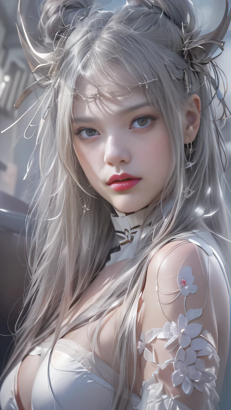 there is a woman with long hair and a white dress, artwork in the style of guweiz, guweiz, detailed digital anime art, 8k high quality detailed art, guweiz on artstation pixiv, guweiz on pixiv artstation, beautiful anime portrait, guweiz masterpiece, beautiful digital artwork, detailed portrait of anime girl