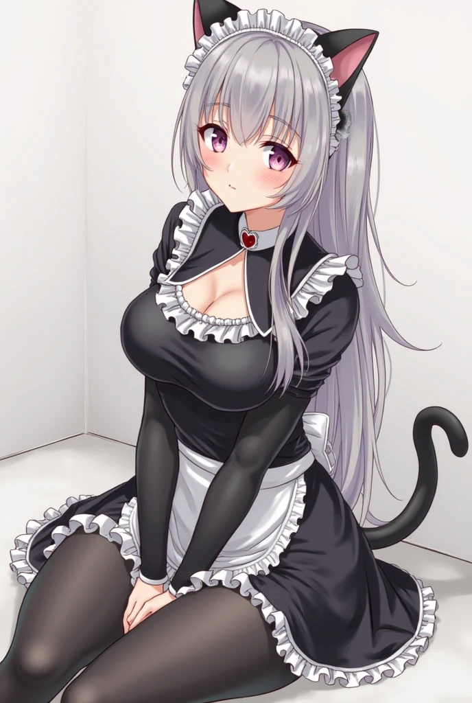 anime girl in black catsuit with a cat ear and a collar, concept art by Shitao, pixiv, furry art, attractive cat girl, commission for high res, anime catgirl, catgirl, 2b, 2 b, cat girl, cute anime catgirl, anime cat girl in a maid costume, pixiv 3dcg