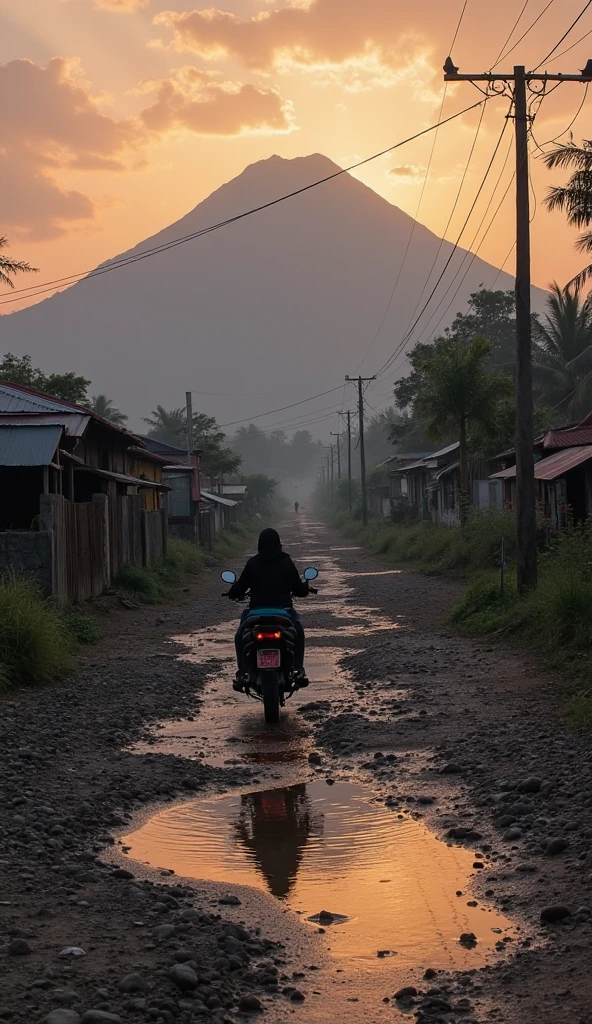 In the morning, it was still dark and went to the mosque by bicycle to pray at dawn