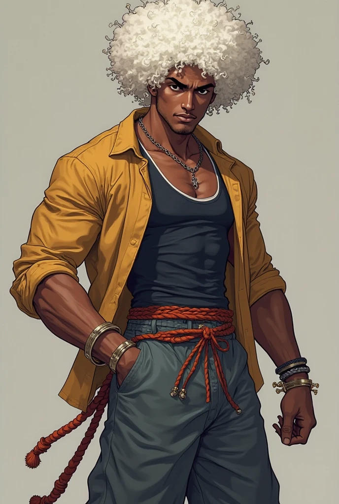 Create an avatar of myself. I'm a dark-skinned guy in the Disney Pix style. I'm wearing a tank top, blue shorts and a cap in the hoodlum style. I'm black with afro hair and a gradient hair color.