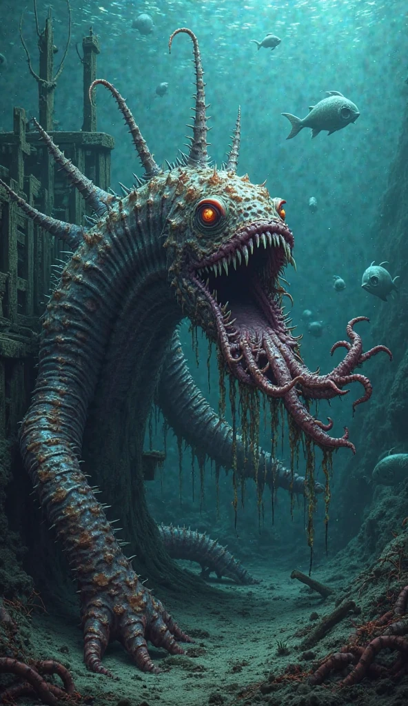cinematic realism film scene still of a realistic, cinematic film still of underwater, attacking fullbody merfolk ominous monster( kraken:1.2) flyweight, hdr, wide angle, night , vignette, highly detailed, key visual, hdr, beefy, simple background, by, form, cold orange green red theme, . assiduous, style of, expression, Mise-en-scene, Chiaroscuro, Strong Light and Shadow, Dramatic Contrast, a hilarious scene, unforeseen consequences, photography . 35mm f1.8 Macro, chiaroscuro, shallow depth of field, vignette, Mise-en-scene, detailed, cinemascope, moody, epic scene, best rendered work, 35mm, pristine movie