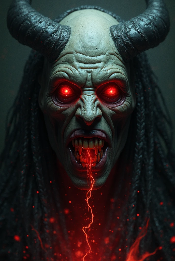 Agressive black Kaali face drooling blood