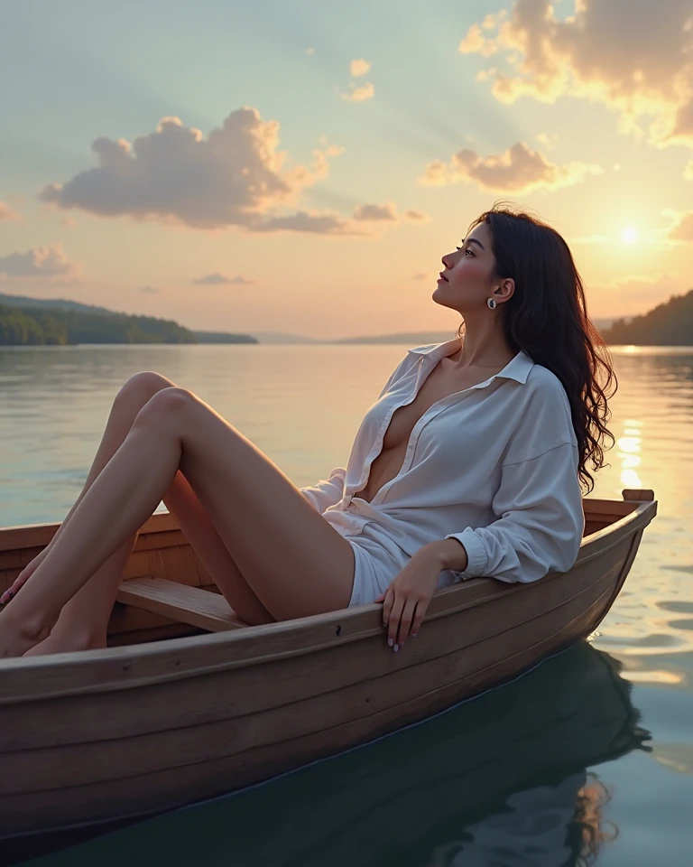 (((the girl is lying on the boat))), (((The girl is sleeping on her back))), (((The boat and the girl is depicted in the bottom half of the image.))),
((well-proportioned fingers)), ((beautiful fingers)), ((2 hands)), ((5 fingers)), (two legs), clean arms, clean legs,
((Masterpiece)), ((super-detail)), ((Top Quality)), (16K), (absurd-res), (ultra detailed), (high-res quality images), (minute details),
(((1girl))), ((1 full moon)), (((1 boat))), ((the boat is floating on the river)), ((the girl is japanese)), ((the girl is black hair)),
(((the girl is sleeping peacefully in the boat))), ((the boat has no oars)), ((the girl is wearing white clothes)),
((The girl has slept and closed her eyes in the boat)), ((the girl is lying on the boat)), ((The girl is holding a flower with her hand on her chest)),
The full moonlit night illuminates the boat, midnight, ((There's no light except the moon)), ((A completely dark night)), dark and solemn atmosphere,
the river continues to the full moon, lonely and dark and painful night, ((dark and black night)),
There are no stars, only the full moon can be seen, ((focused on the sleeping girl)),