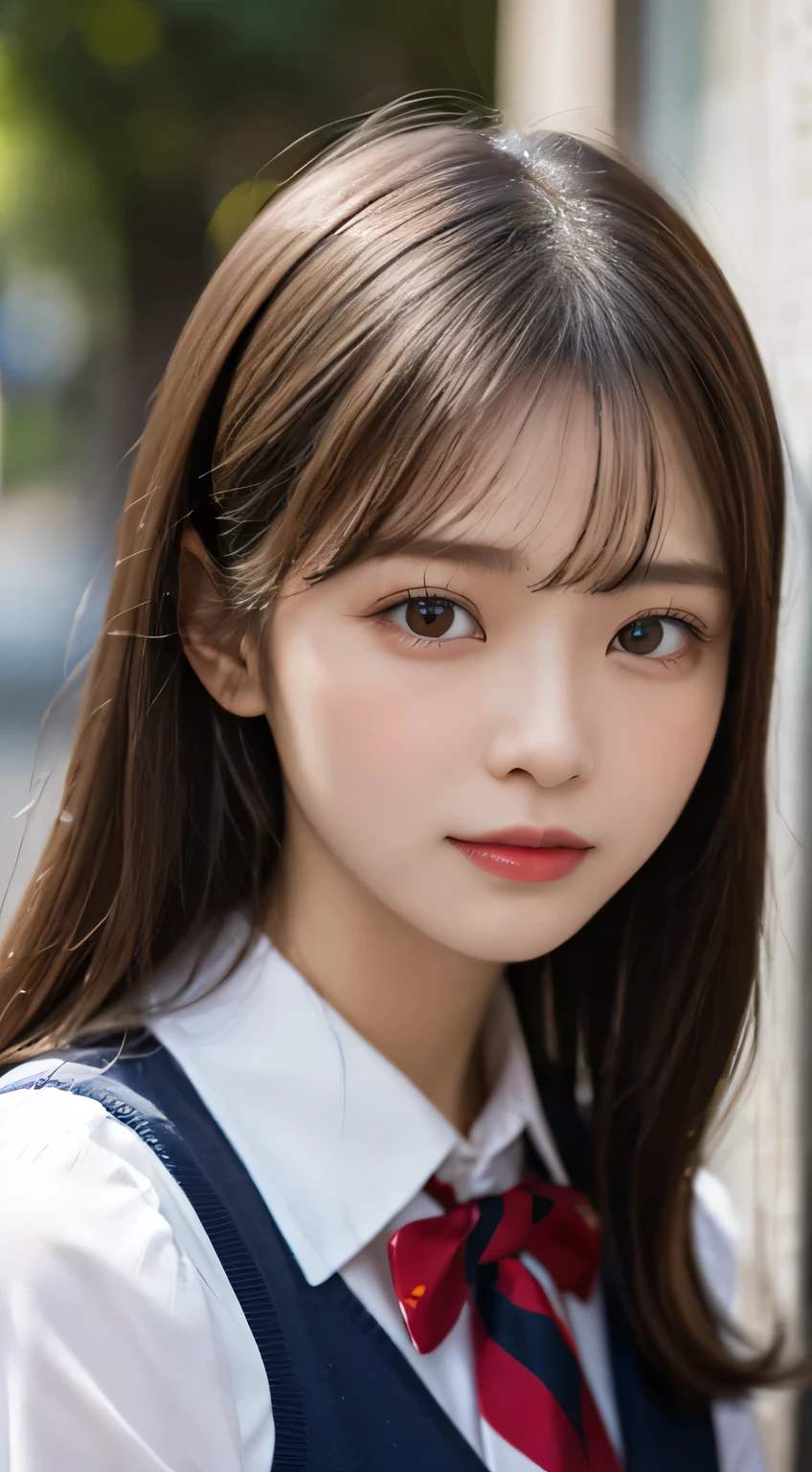 (Beautiful girl staring at viewers、Kiss:1.3)、top quality,8K images、high school uniform