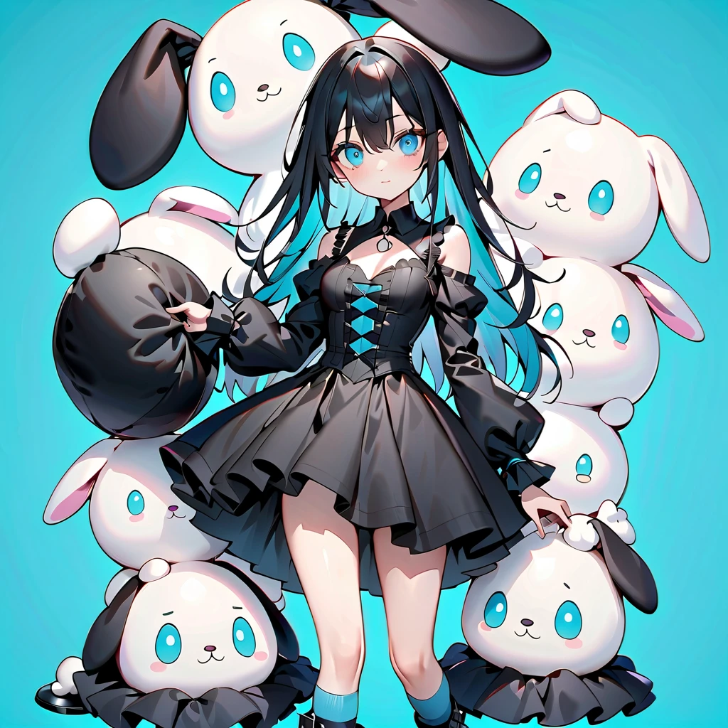 Brain gate,bit girl,Collapsed nose,Pout,a skirt,Little white rabbit pattern,dance