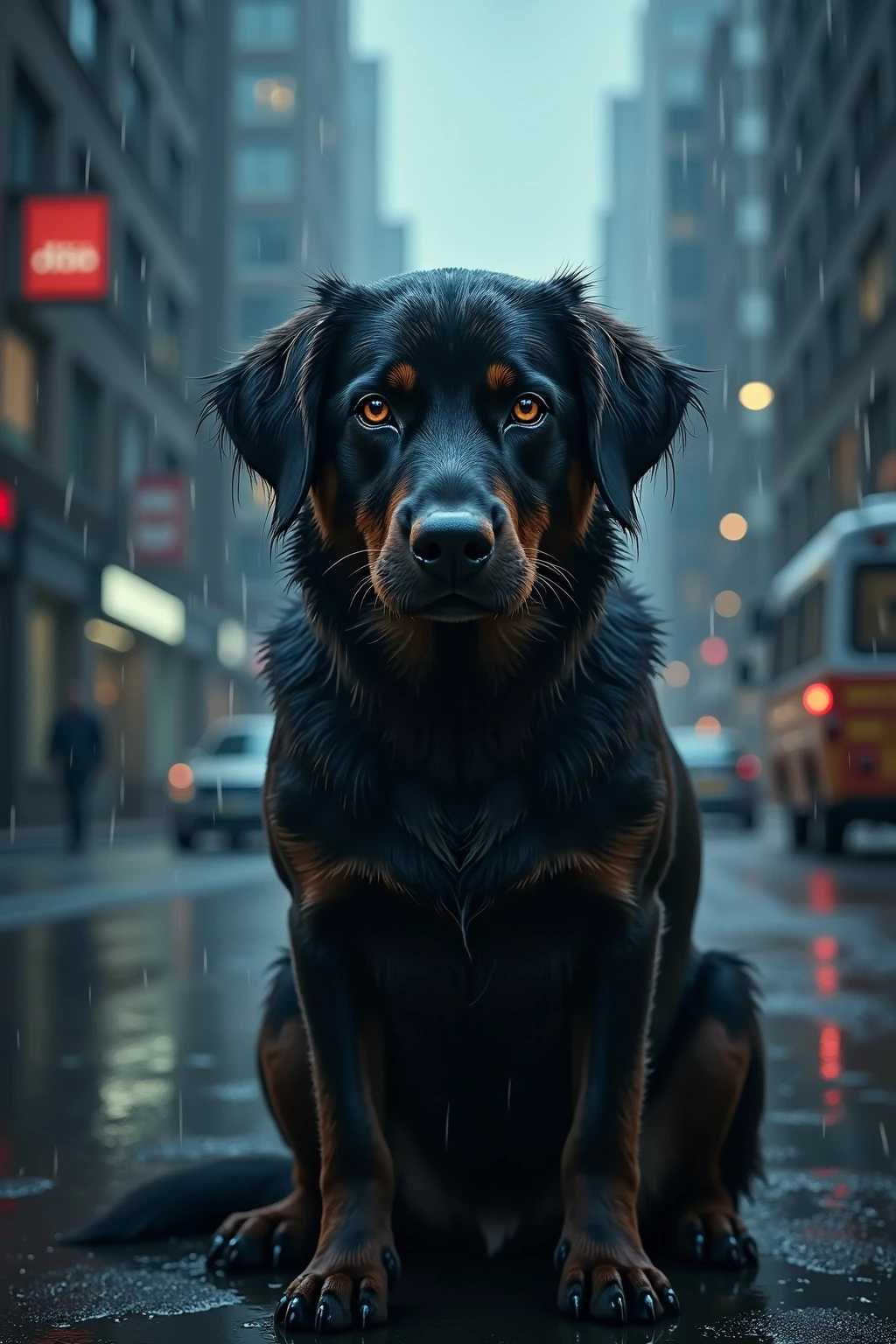 photorealistic photo of baby dog waiting for someone, sad look,rainy day , heavy rain makes the dog soaked, water drop on the dog,rain scene,, ,(art by Carne Griffiths), (sad atmosphere),(rainy city background), high quality,(sad),, cinematic lighting,(),,(),For best quality, images should be UHD and in sharp focus,,score_9, score_8_up, score_7_up, score_6_up, score_5_up, score_4_up,