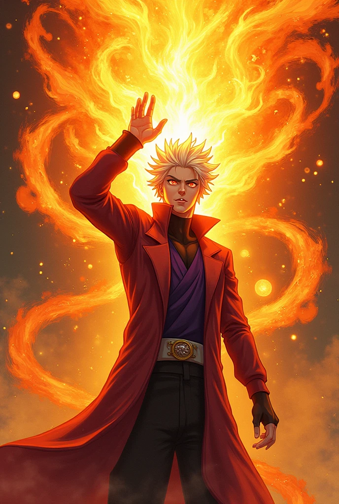 vampire white hair red eyes, he is smiling, he has red jacket, he has a gun he is shooting at camera, 80s , retro fashion, dungeon and dragons character dark fantasy digital art muted pastel colors, muted retro colors, CRT tv display by Tsukasa Hojo and Toshihiro Kawamoto --ar 3:2