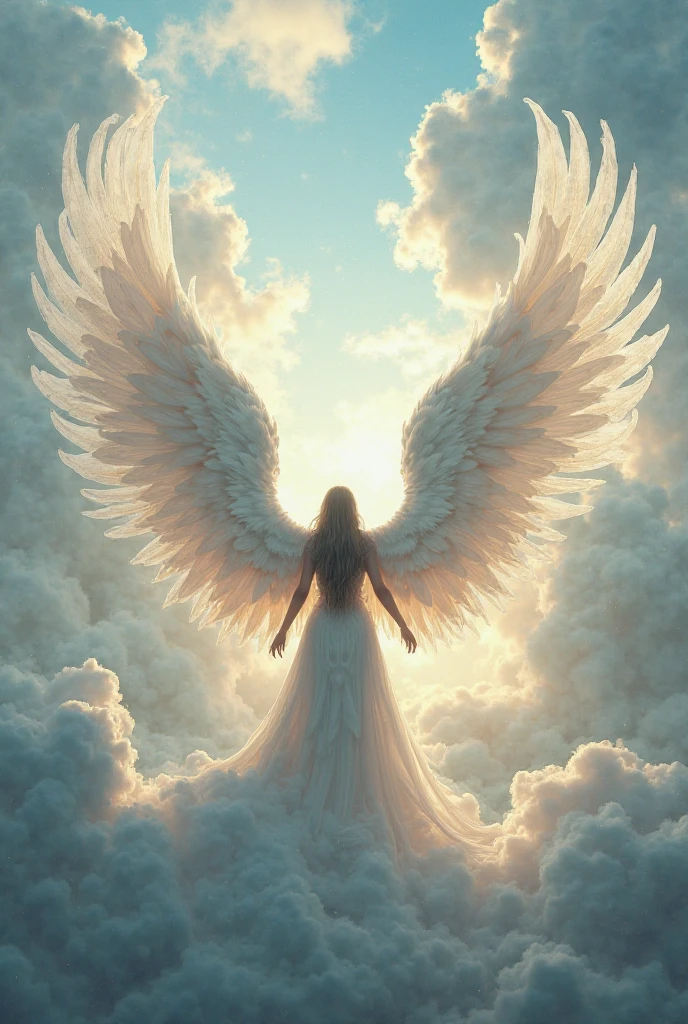White  long angel wings with lot of feathers 